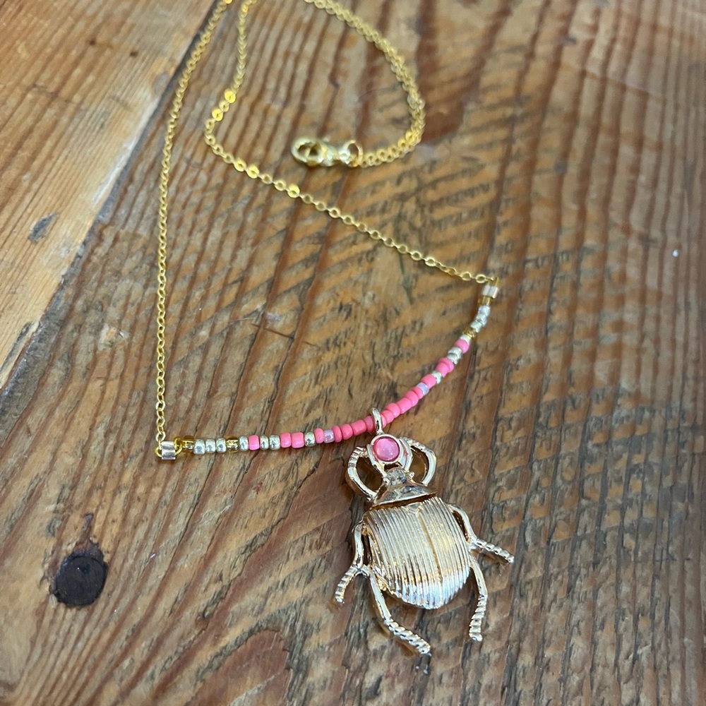 Handmade scarab beetle necklace